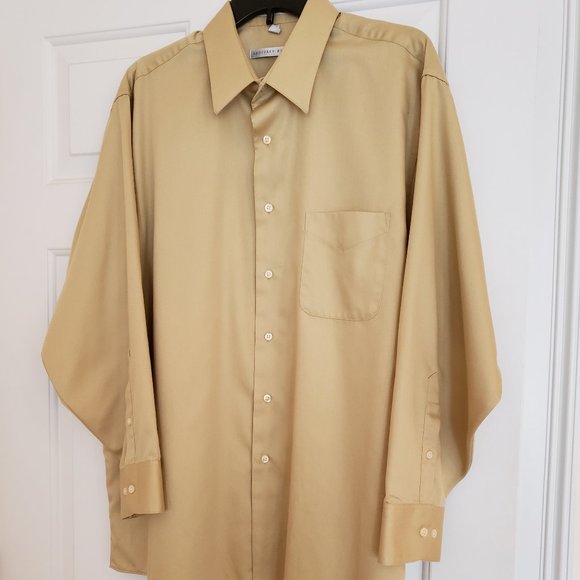 Geoffrey Beene  Men’s Collared Long Sleeve Amber Sateen Shirt XL, 17 1/2  32/33 - Picture 2 of 4